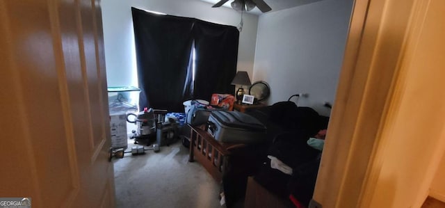 bedroom with carpet flooring and ceiling fan