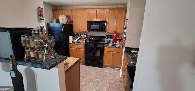 kitchen with black appliances