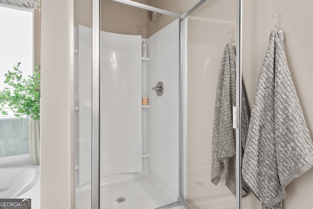 full bathroom with a shower stall