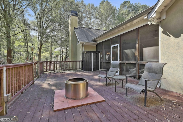 deck featuring a sunroom