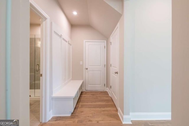 mudroom featuring light hardwood / wood-style flooring