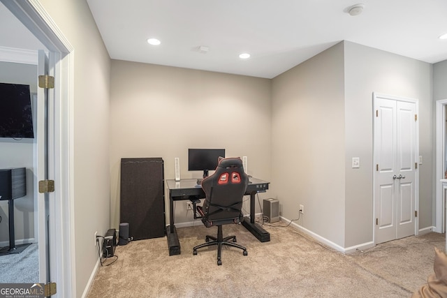 view of carpeted office space