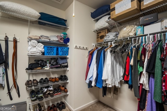 spacious closet featuring carpet