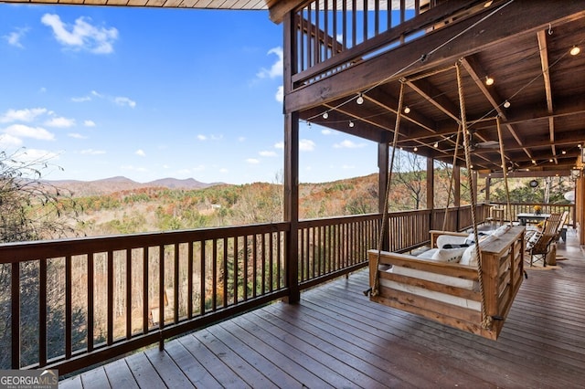 deck with a mountain view