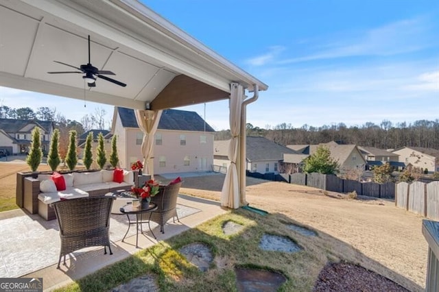 view of patio / terrace featuring outdoor lounge area and ceiling fan