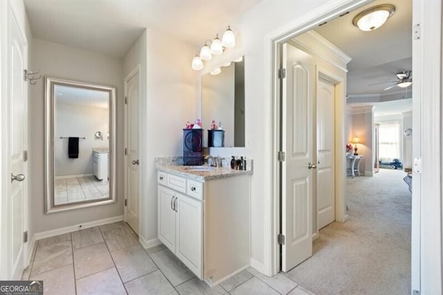 bathroom with vanity and tile patterned floors