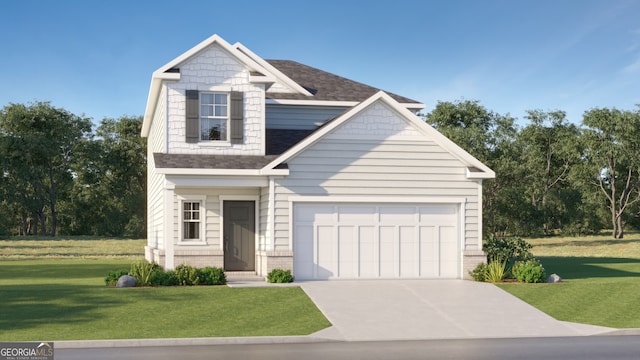 view of front facade featuring a front yard