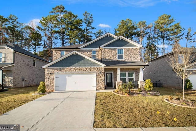 craftsman-style home featuring a front yard