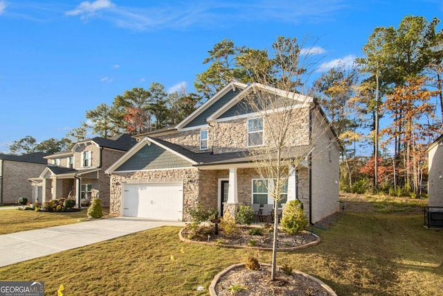 craftsman-style home with a front yard