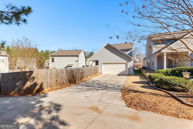 exterior space with a garage