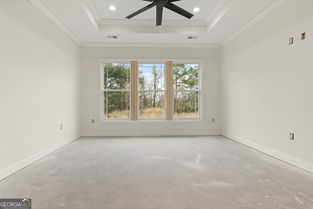 spare room with plenty of natural light, visible vents, and baseboards