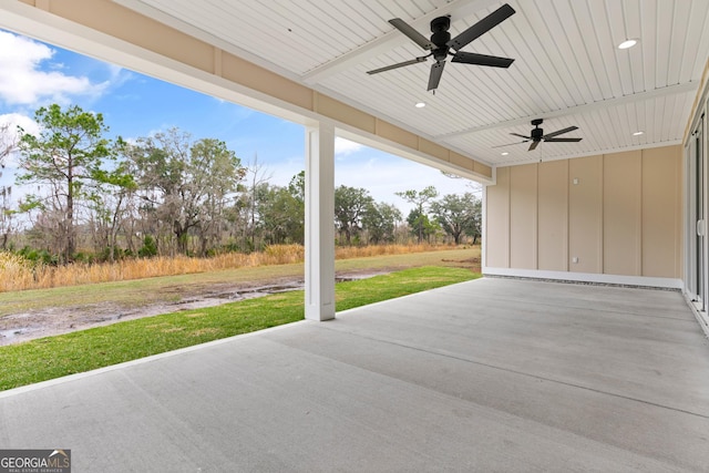 view of patio with ceiling fan