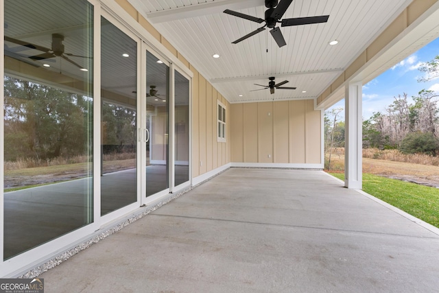 view of patio / terrace with ceiling fan