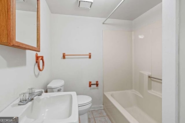 full bathroom with sink, tile patterned flooring, shower / bathtub combination, and toilet