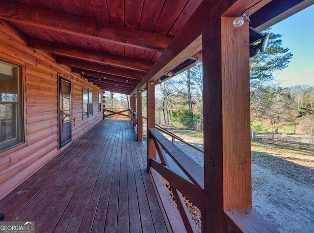 deck with covered porch