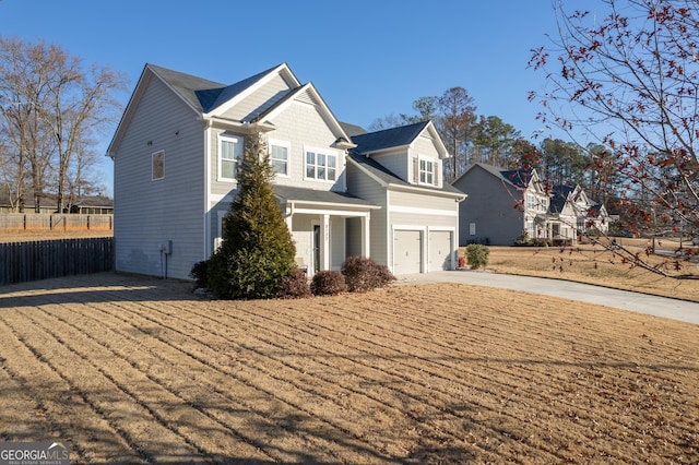 view of front of house with a garage