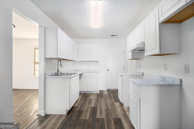 kitchen featuring white cabinetry, wall chimney exhaust hood, and sink