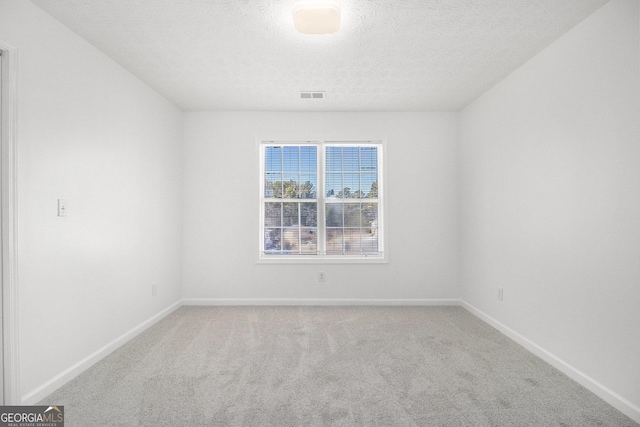 empty room with carpet flooring and a textured ceiling