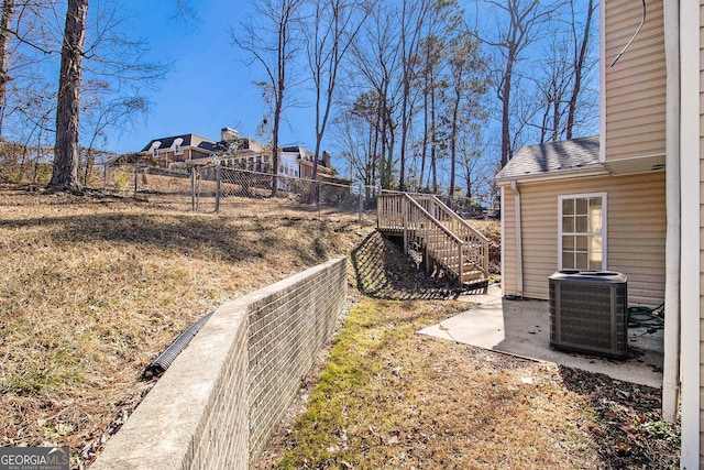 view of yard featuring cooling unit