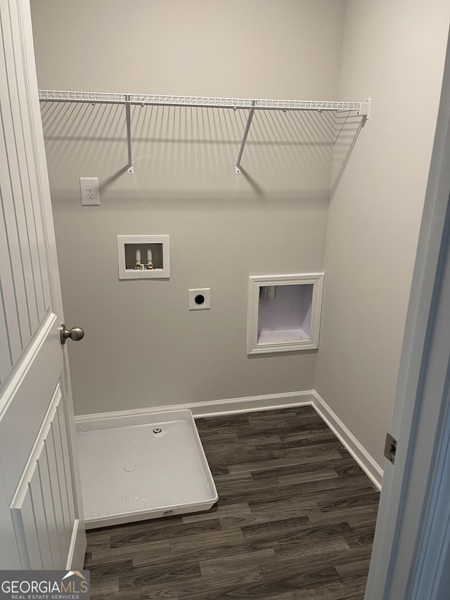 laundry area featuring washer hookup, dark hardwood / wood-style flooring, and electric dryer hookup