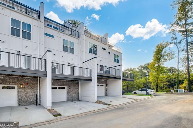 exterior space with a garage