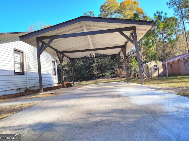 view of car parking with a carport