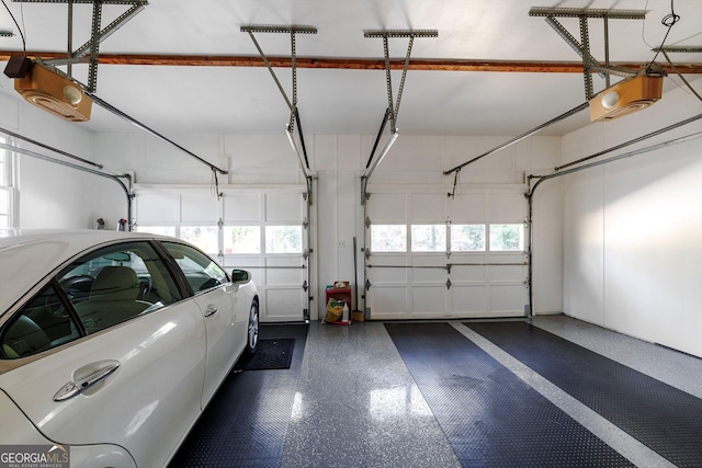 garage with a garage door opener