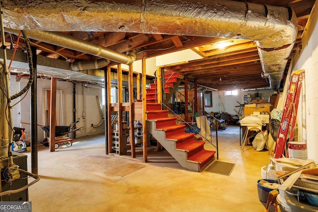 basement with electric panel