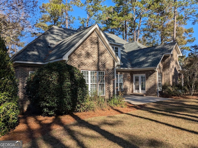 view of front facade featuring french doors