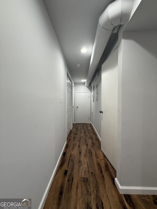 hall featuring dark hardwood / wood-style flooring