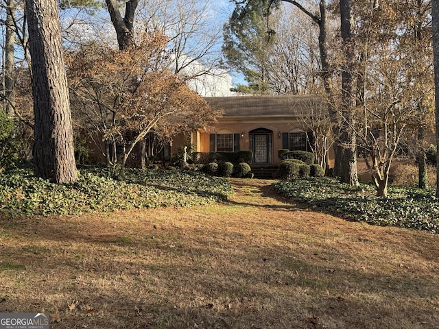 view of front facade with a front yard