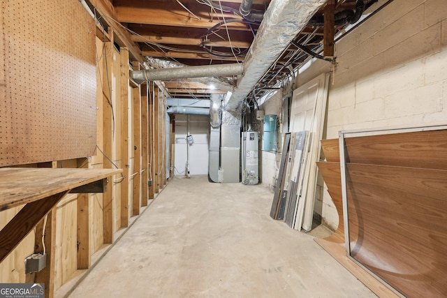 basement with water heater