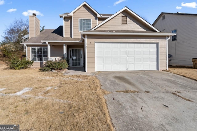 view of front of house with a garage