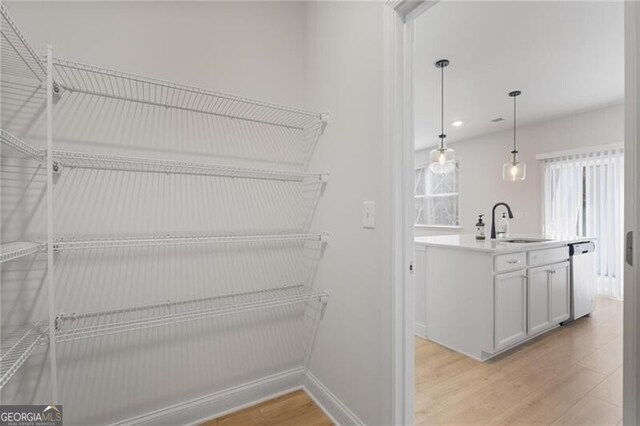 interior space with light hardwood / wood-style floors