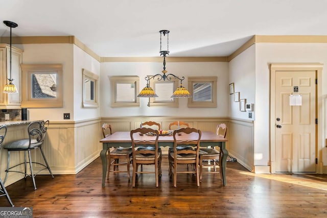 dining space featuring dark hardwood / wood-style flooring