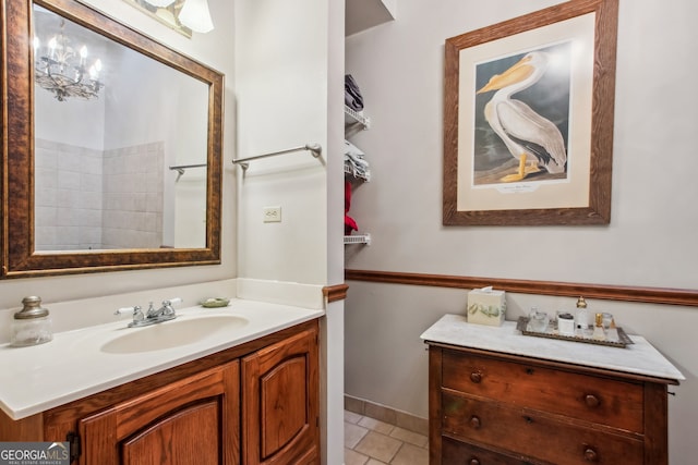 bathroom featuring vanity and tile patterned floors