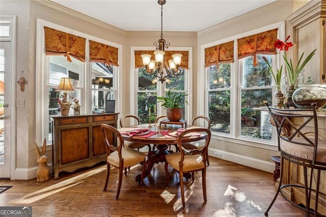 sunroom with an inviting chandelier