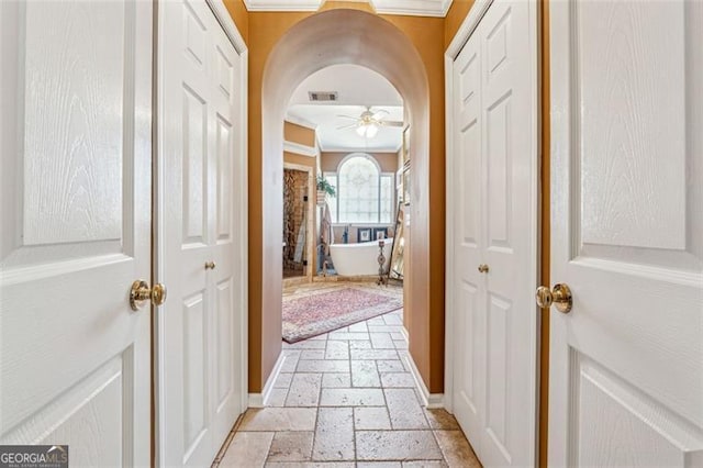 corridor with ornamental molding