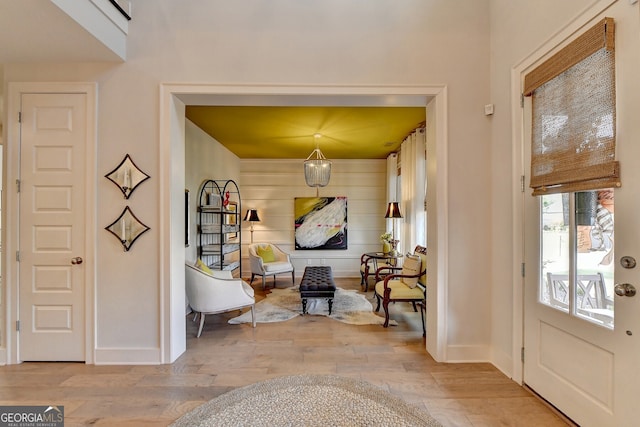 entryway with light hardwood / wood-style flooring