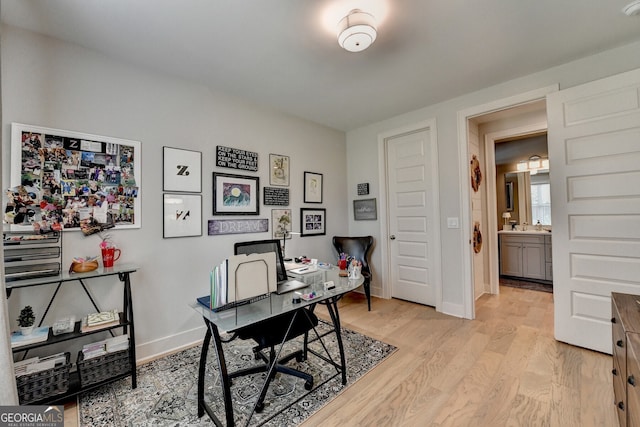 office featuring light hardwood / wood-style floors