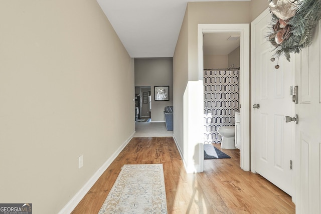 hall featuring light wood-type flooring