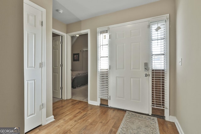 entryway with light wood-type flooring