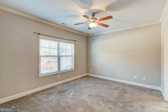 3770 Shades Valley Ln, Gainesville, GA 30501 - empty room with light carpet, ceiling fan, and ornamental molding