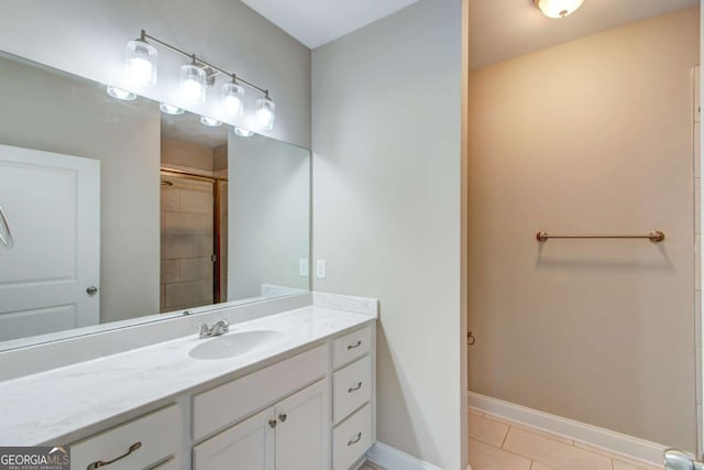 3770 Shades Valley Ln, Gainesville, GA 30501 - bathroom with tile patterned flooring, a tile shower, and vanity