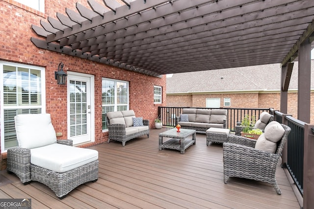 deck featuring an outdoor living space