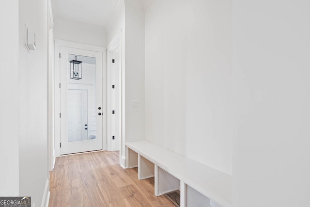 mudroom featuring light wood-type flooring