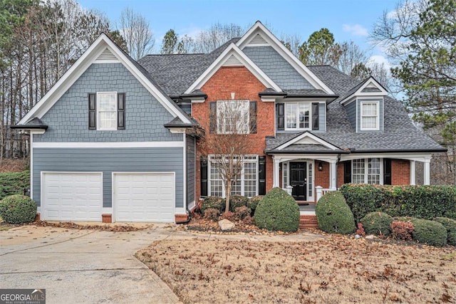 view of front of house with a garage