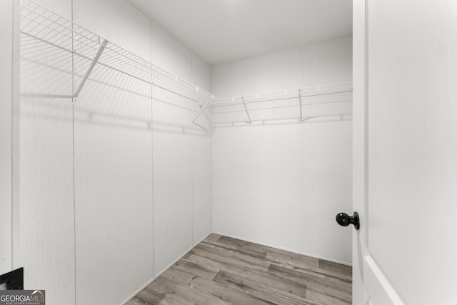 spacious closet with light hardwood / wood-style floors