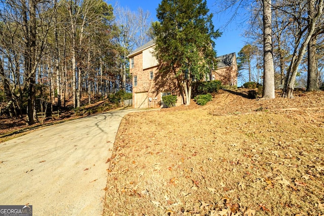 exterior space featuring a garage