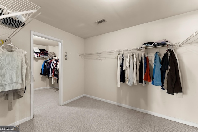 walk in closet with carpet